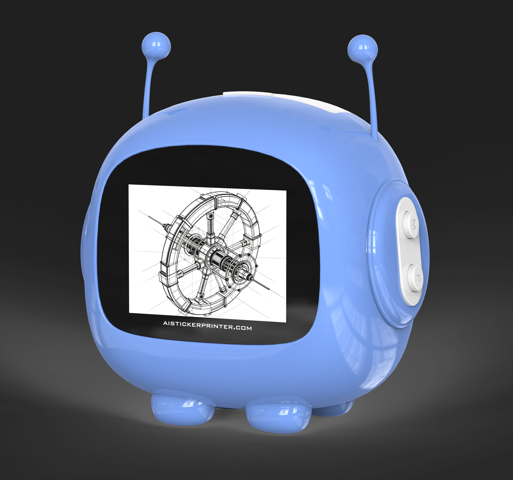 Blue Robot AI Sticker Printer